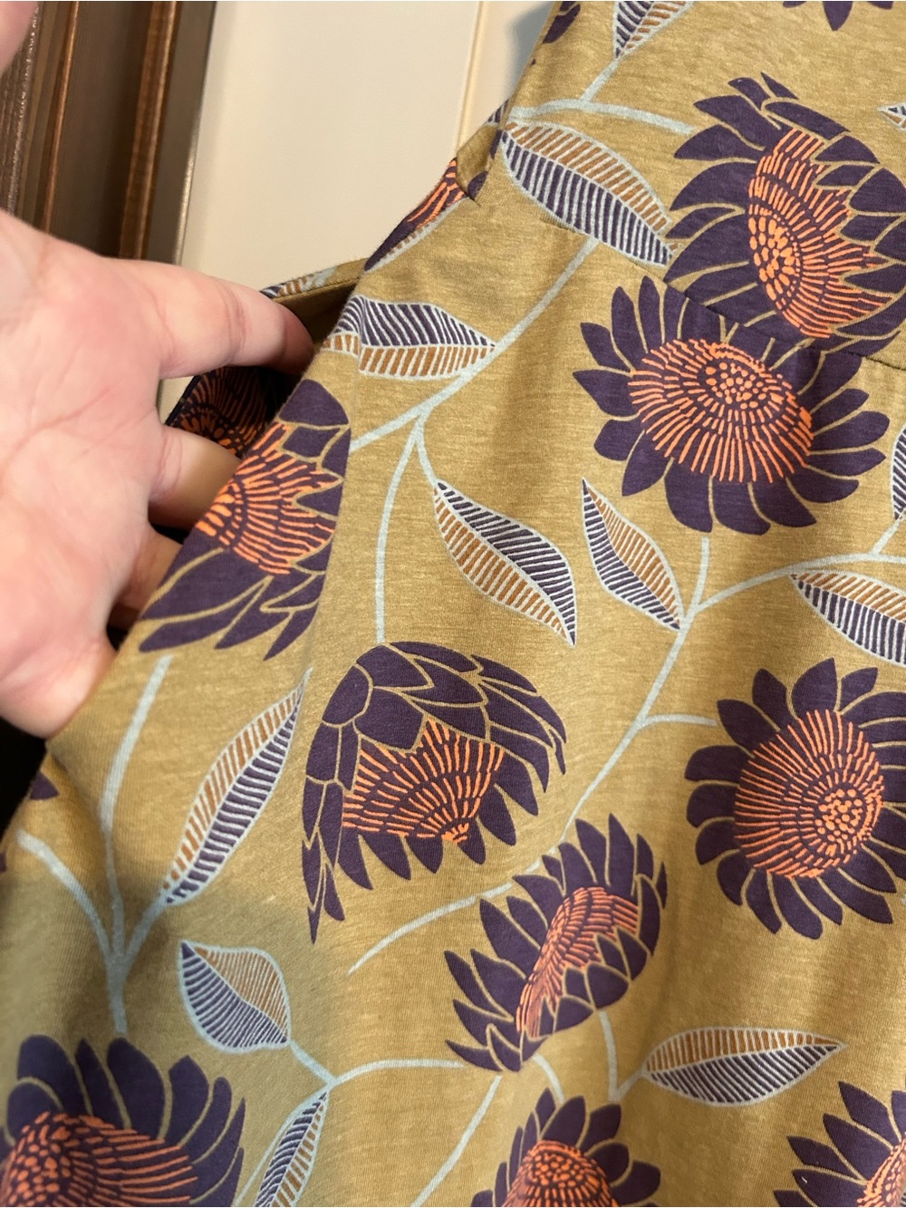 Pact Sleeveless Mini Dress in Olive with Pink Floral Medallions - Picture 4 of 10